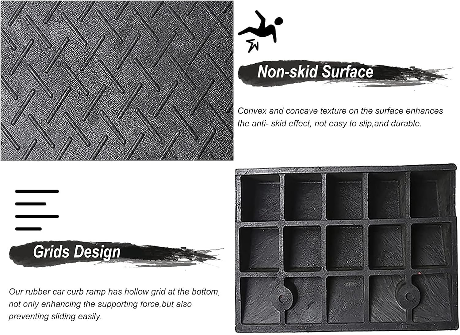 Threshold Ramp Wheelchair Solid Rubber Non-Slip for Room Door Handicap Ramps Wear-Resistant Kerb Anti-Slip (zwart 10cm/4in Rise) 8cm/3in (Black 9cm/3.5in Rise)