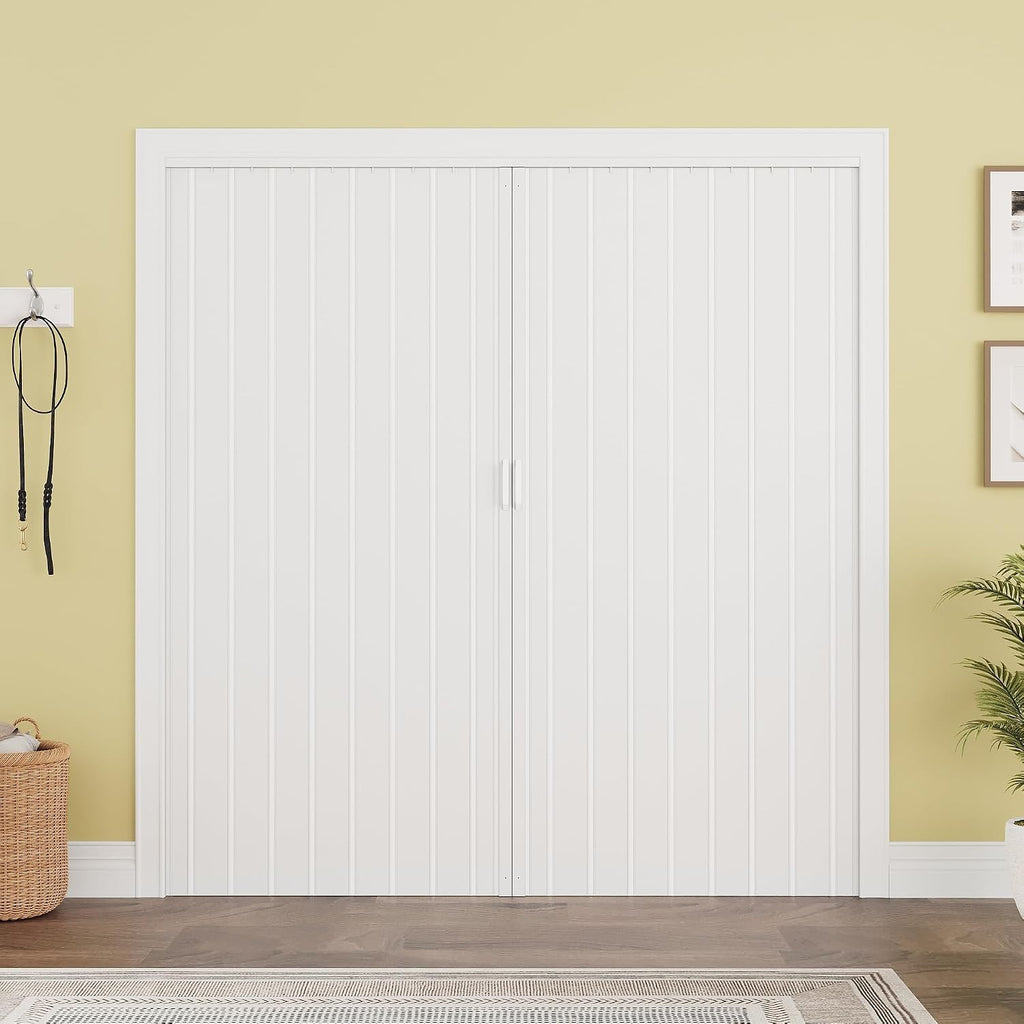 72' x 80' Accordion Doors Interior, Suitable for Doorway Width: 61'-72', PVC Folding Door with Clear Instructions, Accordion Door for Doorway Closet Bedroom Room Divider, Soundproof & Easy to Install