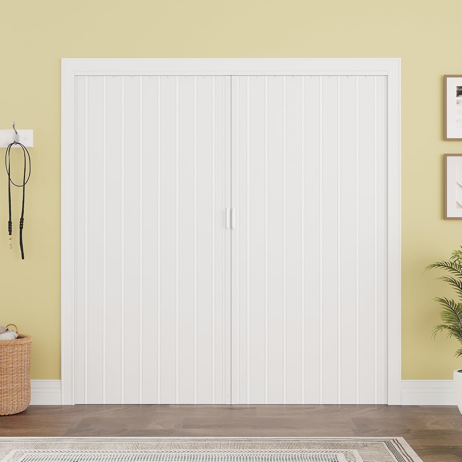 72' x 80' Accordion Doors Interior, Suitable for Doorway Width: 61'-72', PVC Folding Door with Clear Instructions, Accordion Door for Doorway Closet Bedroom Room Divider, Soundproof & Easy to Install