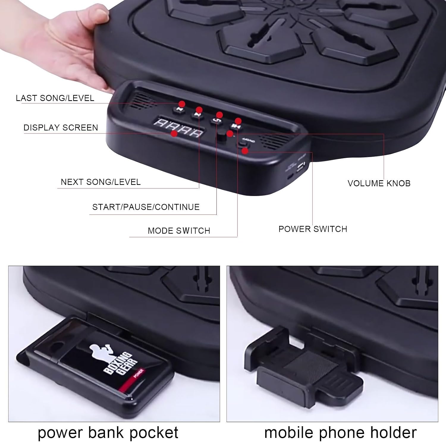 Music Boxing Machine, Smart Wall Mounted Boxing Target with 2 Pairs of Boxing Gloves for Office, Entertainment Center