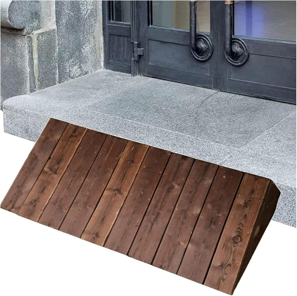 4' 7' 8' Rise Door Ramp for Wheelchairs, Wooden Threshold Ramps for Doorways, Non Slip Portable Home Entry Ramps,Size : 90x80x20cm/35.4x31.5x8in