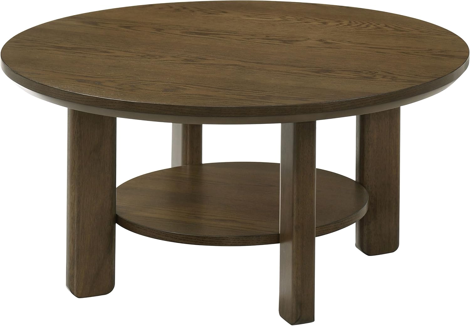 Coaster Home Furnishings - Ottowa - Wood - Round Coffee Table with Open Shelf, Sculpted Legs and Transitional Style - Living Room - Brown - 706308