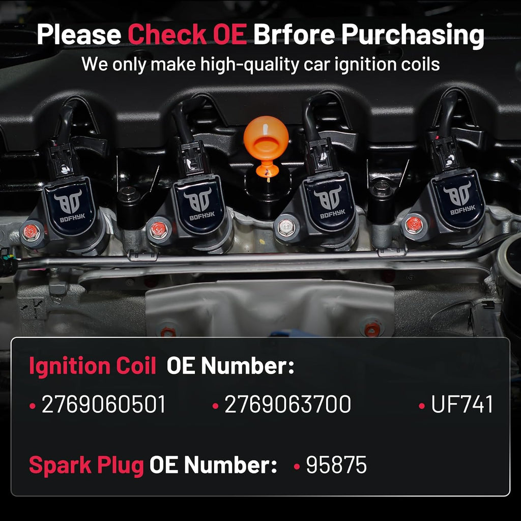 BDFHYK 6 Ignition Coil Pack UF741 and 6 Iridium Spark Plug 95875 Compatible with Mercedes-Benz 2013-2014 C300, 2012-2014 C350, 2013 E300, 2012-2016 E350, 2014 E400 Coil for 2769060501 2769063700
