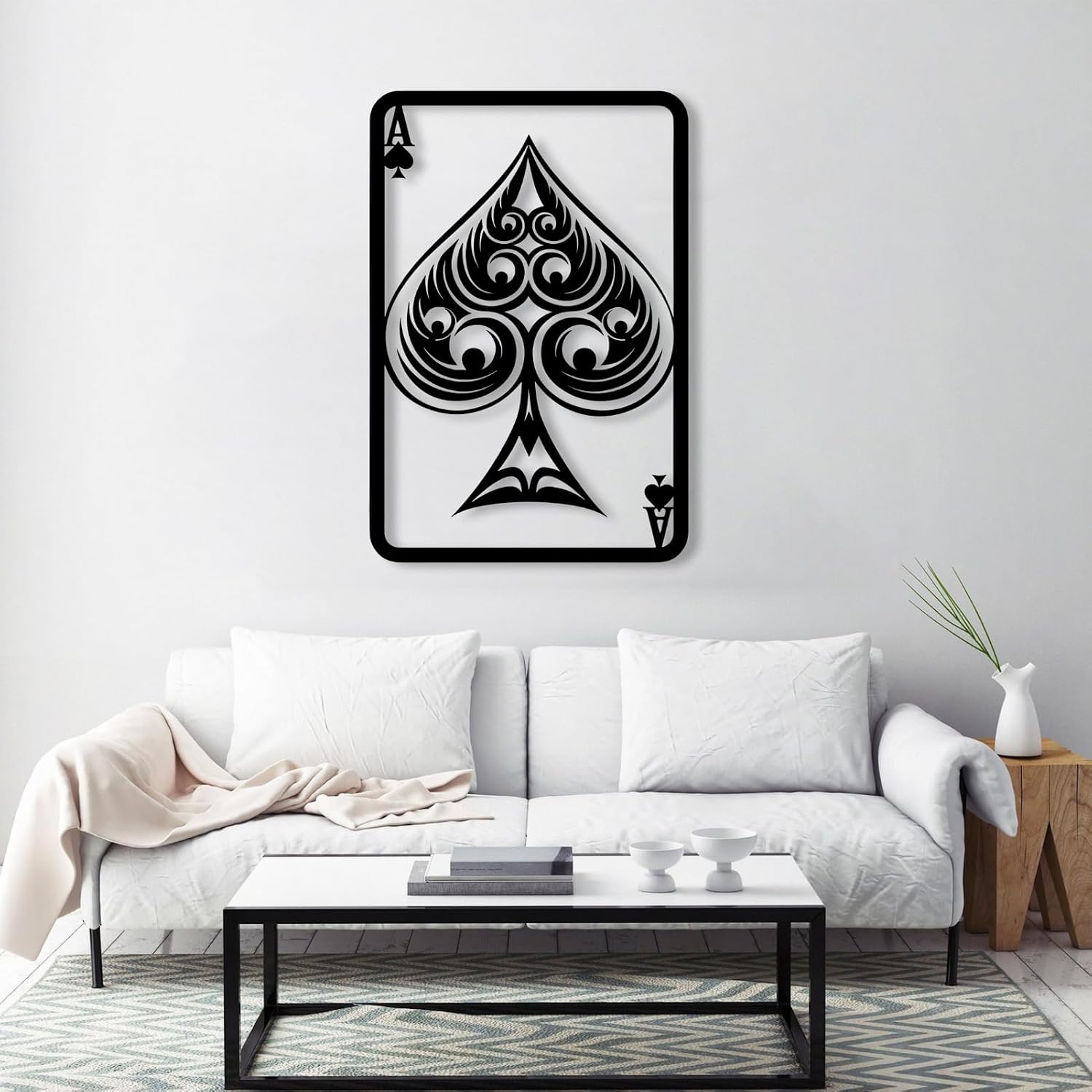 Aportif Metal Ace Of Spades Wall Decor, Ace Of Spades Card Wall Art, Poker Metal Wall Decor, Playing Cards Wall Decor, Housewarming Gift, Living Room Wall Decor (Black, 30x20 in / 76x51 cm)