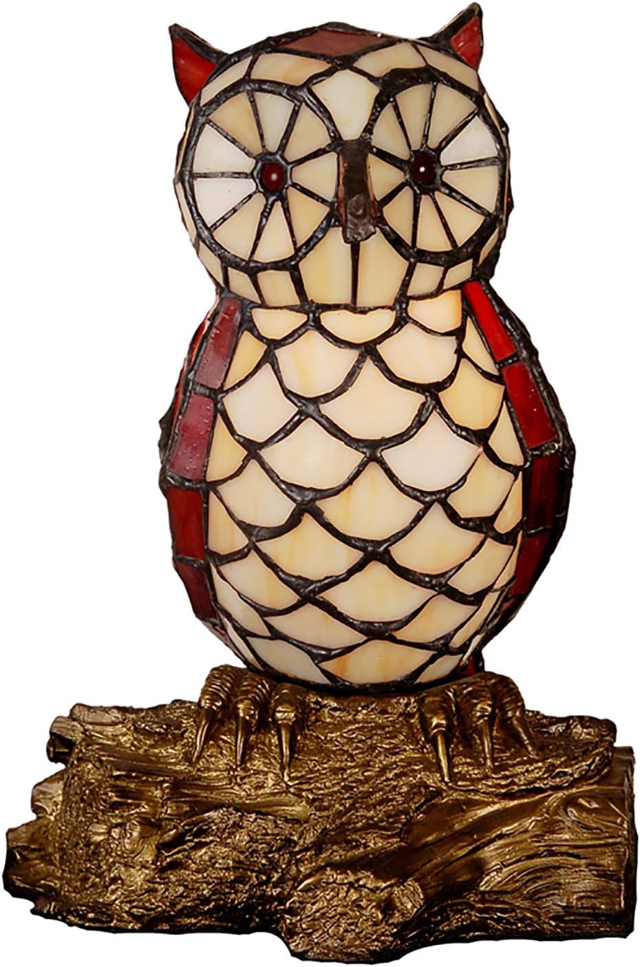 Tiffany Style Nightstand Lamp Mini Decoration Table Lamp Owl Red Stained Glass Shade Reading Lamp Bedroom Bedside Kids Room Decoration Lamp