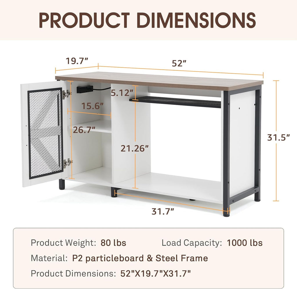 OC Orange-Casual 55-75 Gallon Aquarium Stand with LED Lighting & Power Outlets - Heavy Duty Metal Fish Tank Cabinet with Adjustable Shelves, 1000LB Capacity (White)