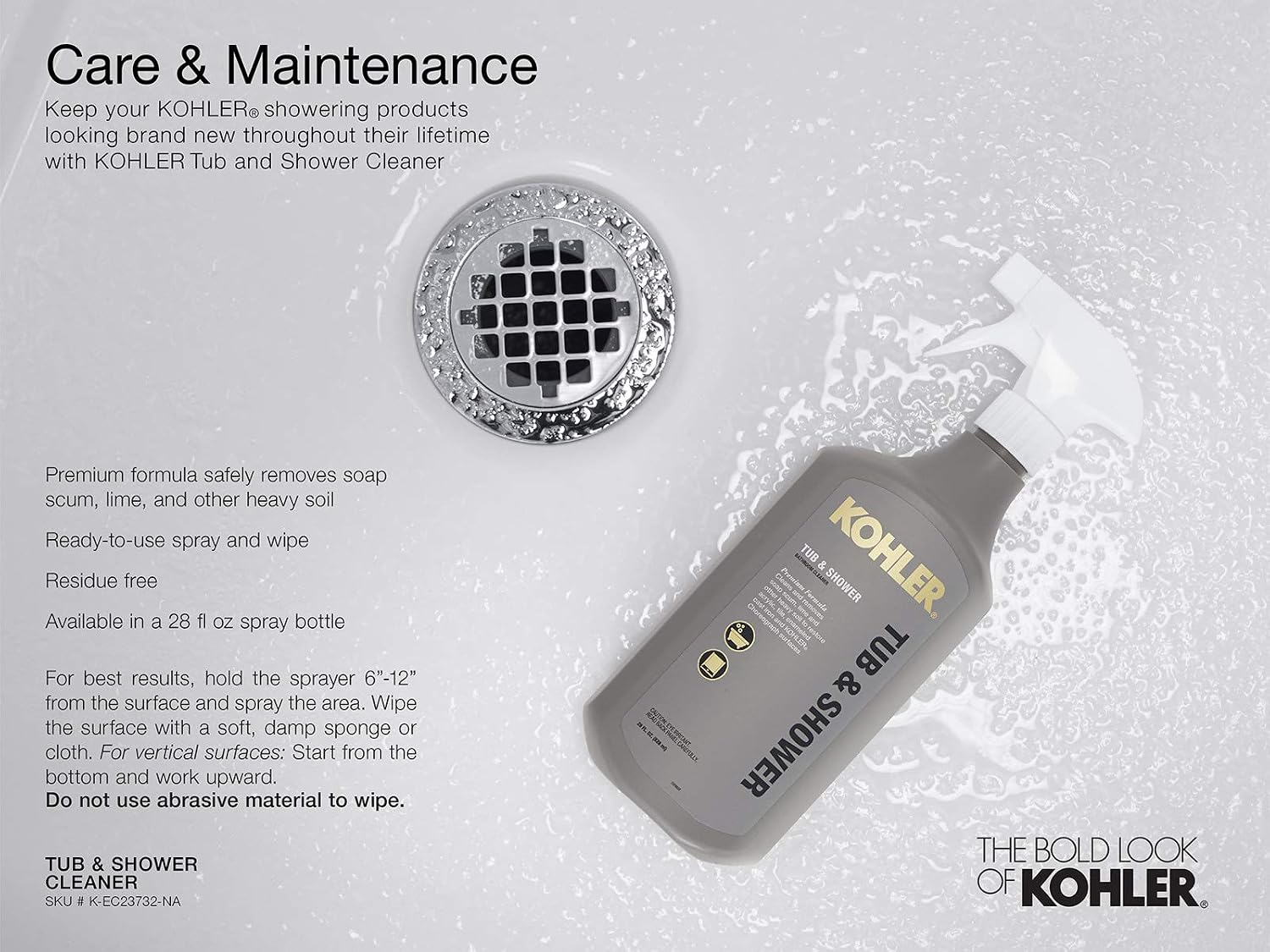 KOHLER 48' x 32' single-threshold shower base with left-hand drain