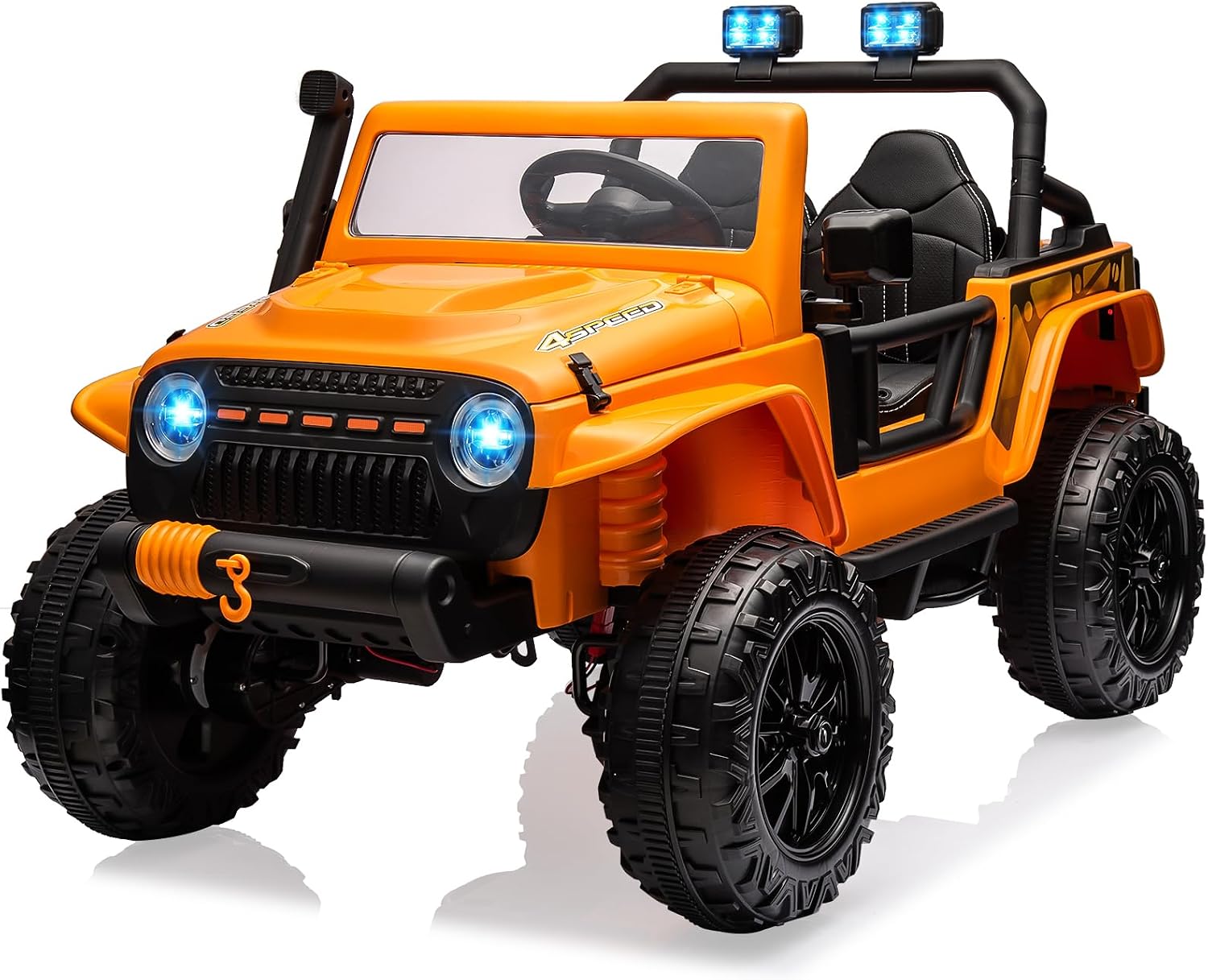 GarveeLife 24V Ride On Car for Kids, 2 Seater Electric Truck with Remote Control, 4x45W Powerful Engine, Battery Powered Ride On Toys for Kids, 4WD/2WD Switchable, Led Headlight & Music Player, Orange