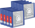 BAZIC Products 3 Ring Binder 3' View Binders Slant D Ring Organizer - Blue, Hold 600 Sheets Paper, for School Office Home, 12-Count