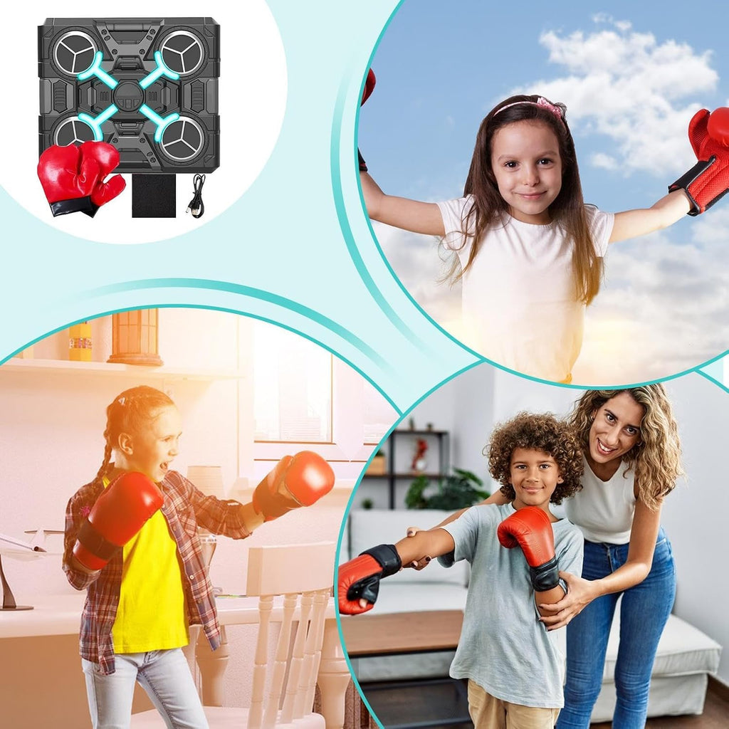 Interactive Boxing Game - High Energy Boxing Equipment, Digital Boxing Wall Punching Pads | Multifunctional Music Punch Machine, Musical Wall Boxing Machine with Gloves