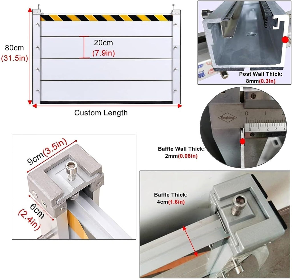 Flood Protection Barriers for Garage, 3 ft 5 ft 8ft 10 ft 12ft 15feet 17 feet 17 ft Custom Aluminum Threshold Anti-Flood Wall, Driveway/Doorway Temporary Dams, Removable & Reusable ( Color : H 0.8m(2.
