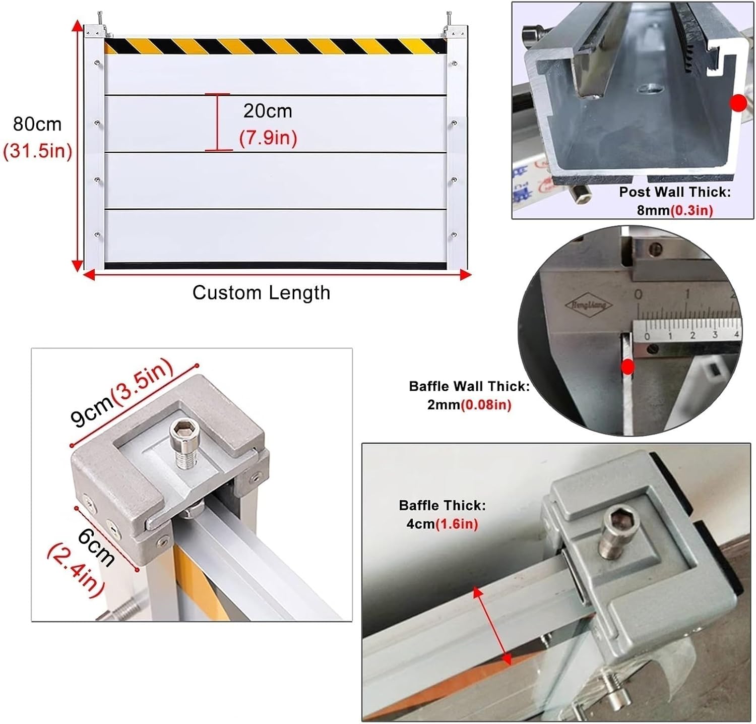Flood Protection Barriers for Garage, 3 ft 5 ft 8ft 10 ft 12ft 15feet 17 feet 17 ft Custom Aluminum Threshold Anti-Flood Wall, Driveway/Doorway Temporary Dams, Removable & Reusable ( Color : H 0.8m(2.