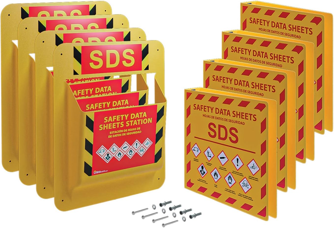 Yellow Safety Inc., MSDS SDS Binder and Wall Station - Updated 2023 Requirements Heavy Duty 3 Inch, 3 Ring Binder