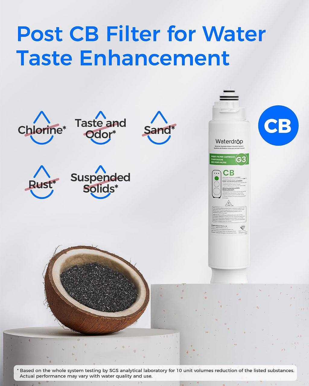 Waterdrop G3-CFCBRO Filter, Replacement for Waterdrop G3-W 400 GPD Reverse Osmosis System, Pack of 1 G3-N1CF, 1 G3-N3CB, and 1 G3-N2RO Set Filter