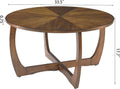 3-Piece Living Room Table Set, Farmhouse Solid Wood Table Set, Included Round Coffee Table and 2 End Tables with Criss-Cross Legs for Apartment Home Office, Accent Furniture, Brown Tea
