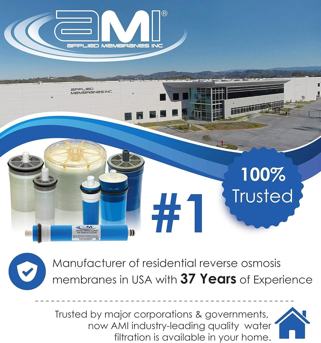 APPLIED MEMBRANES INC. 50 GPD Reverse Osmosis Membrane | RO Membrane Water Filter Replacement for Reverse Osmosis Water Filtration System | 1.8' x 12' Universal Compatibility, Pack of 5