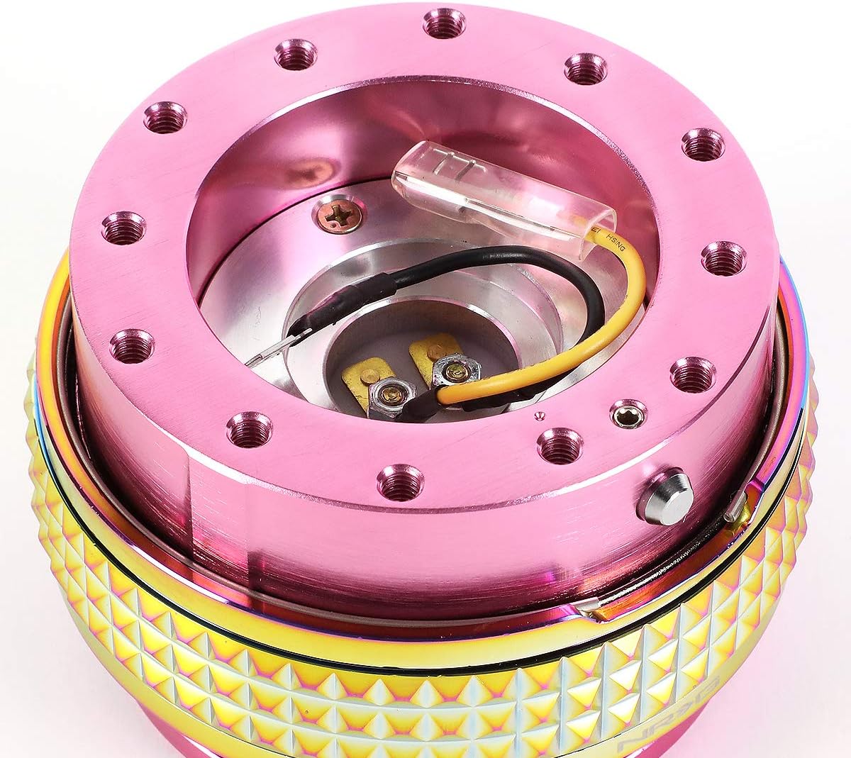 NRG Innovations SRK-210PK/MC Quick Release Kit (Pink Body/Neochrome Pyramid Ring)
