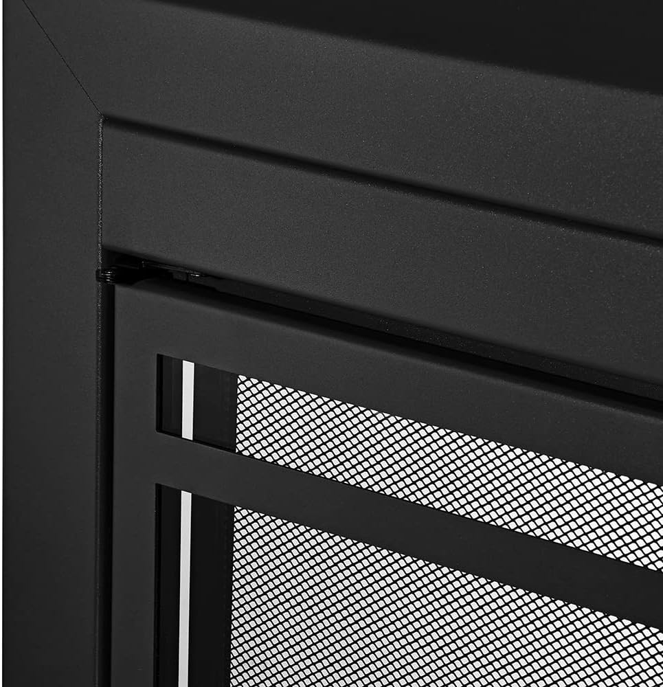 UniFlame - Kendall - Cabinet-Style Fireplace Doors with Smoke Tempered Glass (Color: Black, Size: Medium - Fits Opening 30in to 37in W x 25.5in to 32.5in H)