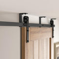 CCJH 7.5FT Ceiling Mount Bracket Sliding Barn Door Hardware Kit Black,Strong Bearing, Low Ceiling L-Shape Bracket System, Fit 45' Wide Single Door Panel (Basic Style)