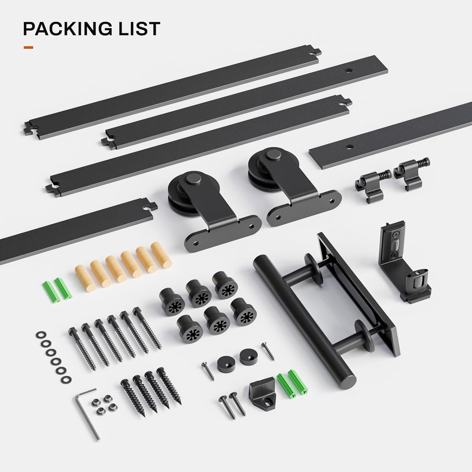 Barn Door Hardware kit 9FT(Whole Set Include Sliding Barn Door Track Kit & Barn Door Handle & Floor Guide) for Single Door-Heavy Duty