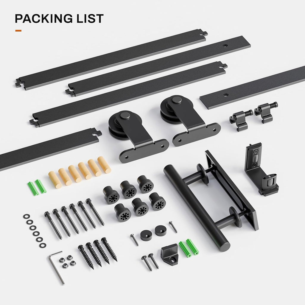 Barn Door Hardware kit 10FT(Whole Set Include Sliding Barn Door Track Kit & Barn Door Handle & Floor Guide) for Single Door-Heavy Duty