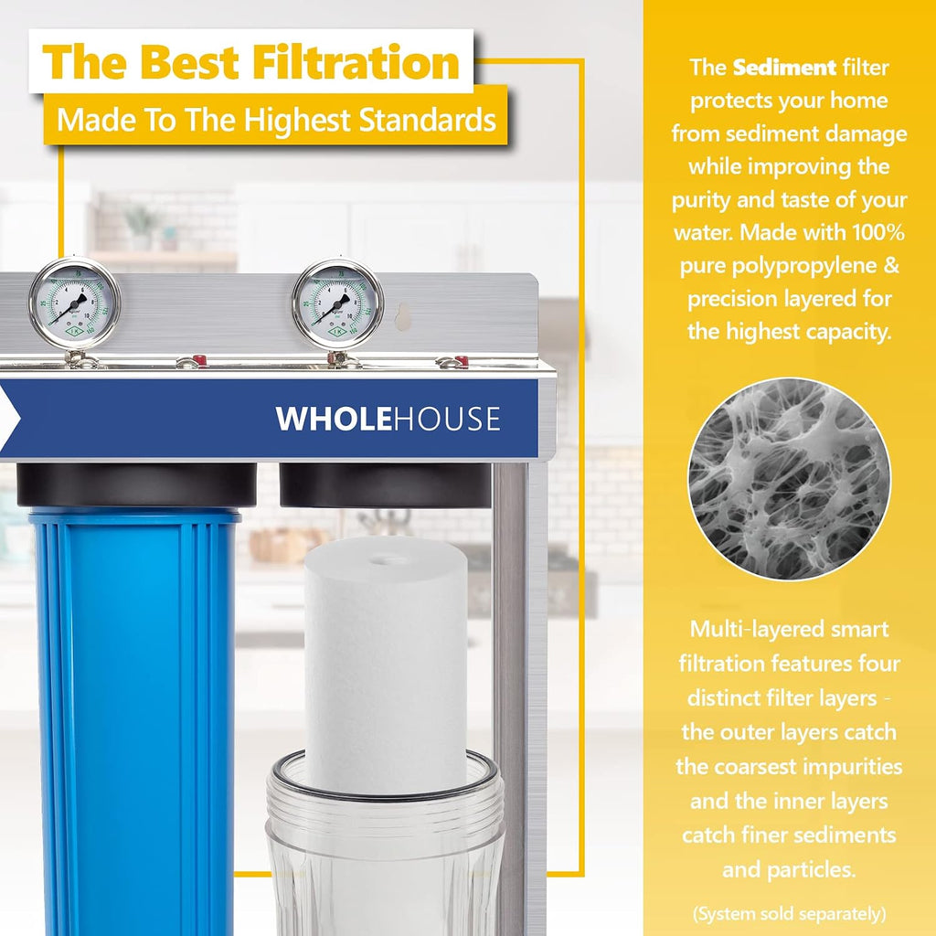 Express Water – 10 Pack Sediment Replacement Filter – Whole House Replacement Water Filter – SED High Capacity Water Filter – 5 Micron Water Filter – 4.5' x 20' inch