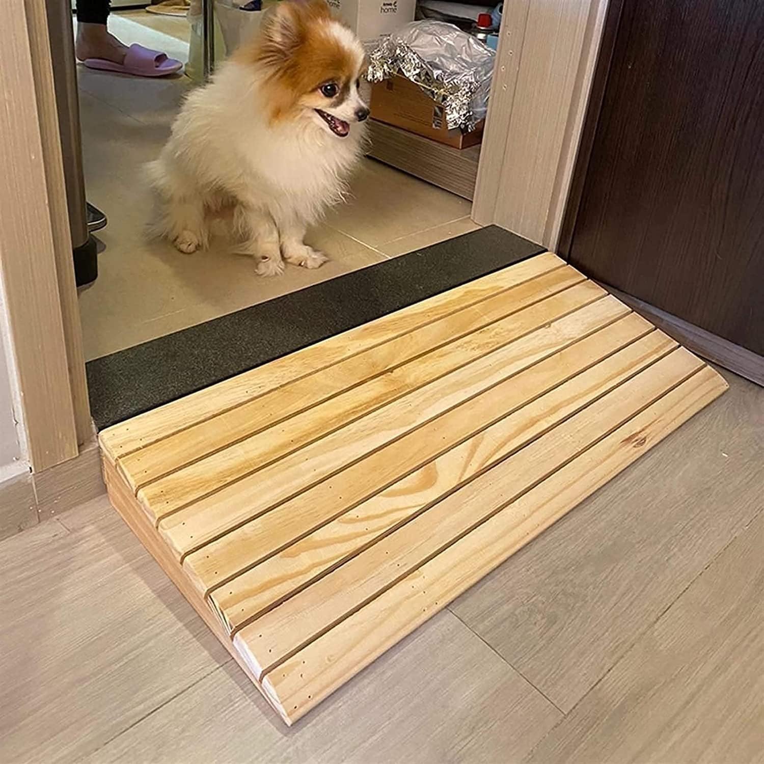 Portable Wooden Threshold Ramps for Doorway 2-6inch Rise, Home Front Door Entry Ramp, Wheelchair Assist Ramp, Non-Slip Transition Ramps for Garage, Patio, Porch, Stairs Step (Size : 33.8x30x13cm)