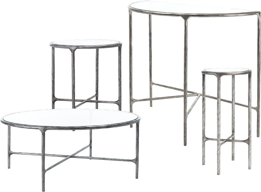 SAFAVIEH Couture Home Collection Jessa Silver Metal/Tempered Glass Top Round Coffee Table (Fully Assembled)