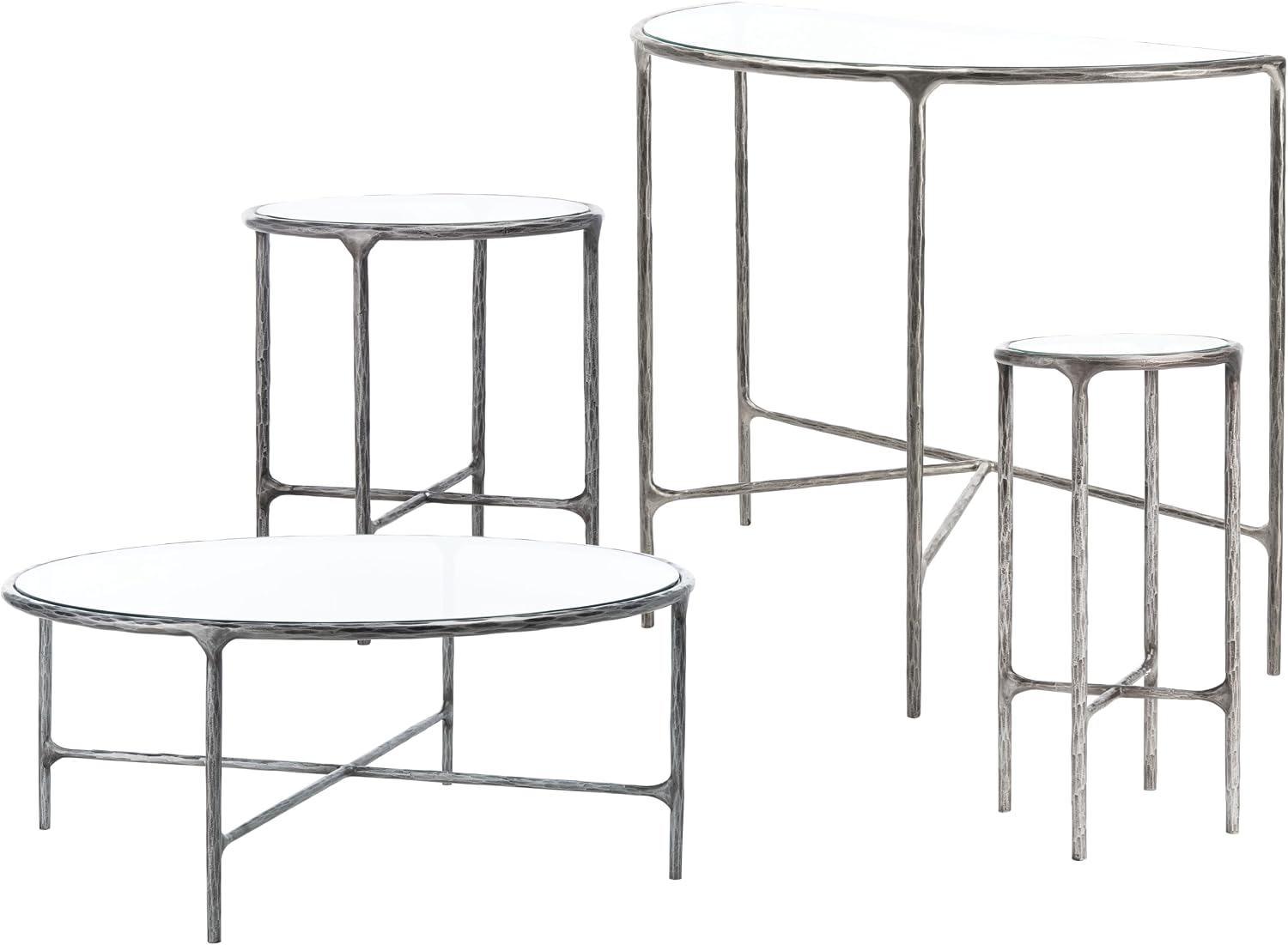 SAFAVIEH Couture Home Collection Jessa Silver Metal/Tempered Glass Top Round Coffee Table (Fully Assembled)
