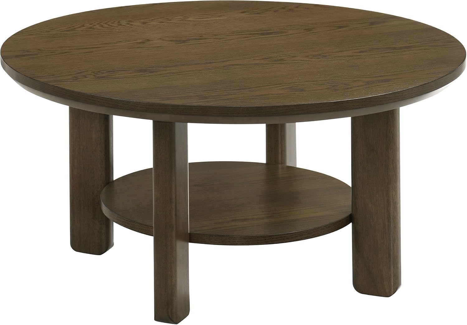 Coaster Home Furnishings - Ottowa - Wood - Round Coffee Table with Open Shelf, Sculpted Legs and Transitional Style - Living Room - Brown - 706308