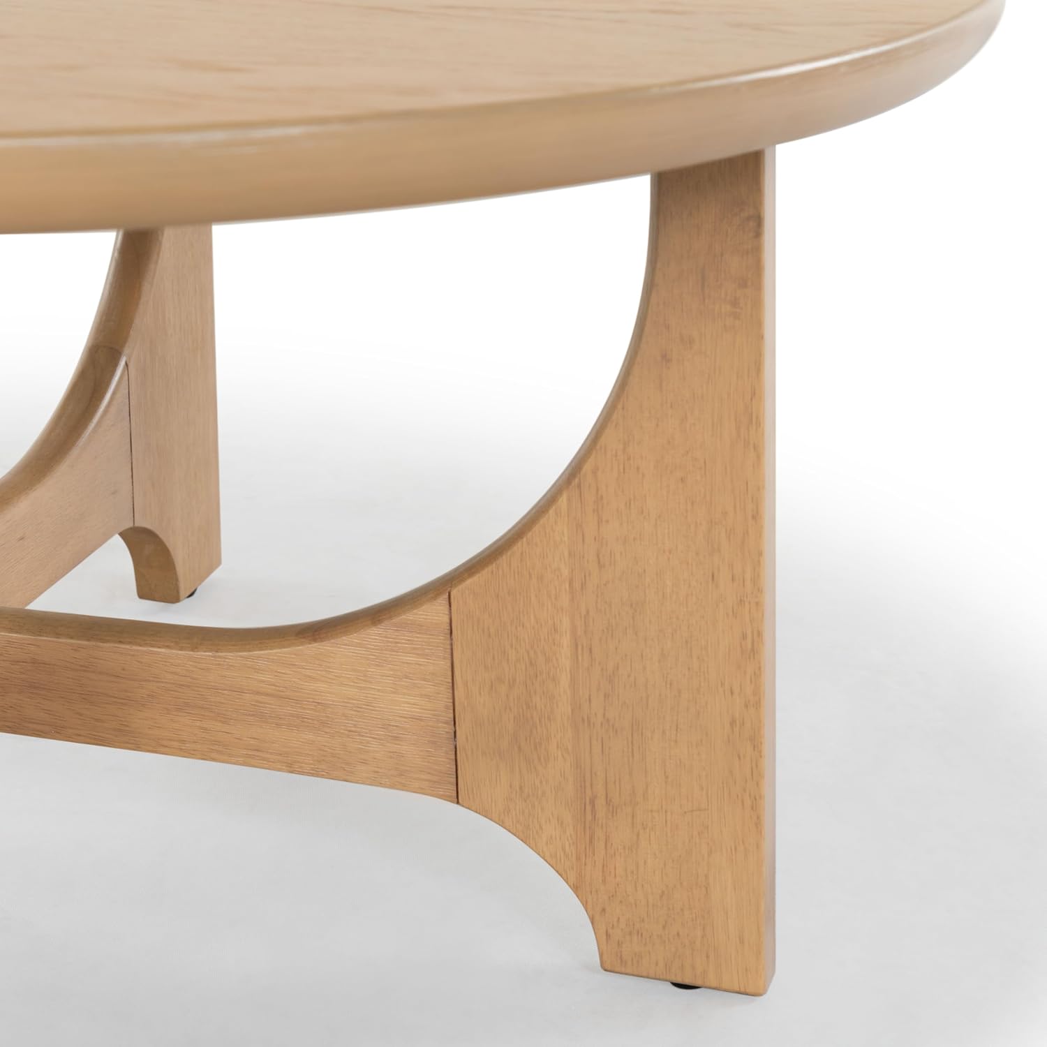 SAFAVIEH Couture Collection – Sasha Contemporary Natural Oak Veneer Round Coffee Table, Sculptural Modern Living Room Table (SFV2128D)
