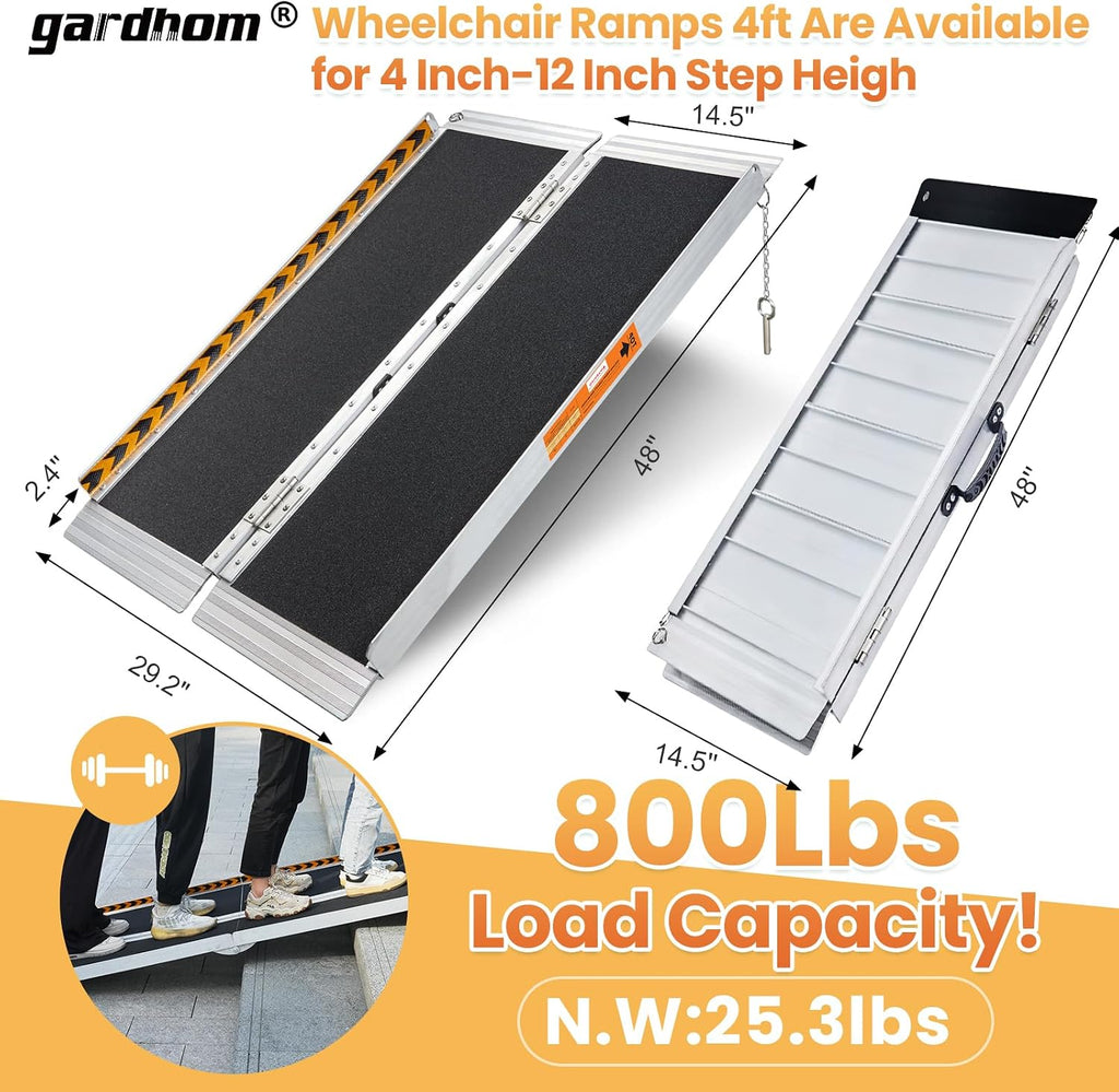 gardhom Bundle Wheelchair Ramps 2FT 3FT 4FT, 800Lbs Aluminum Portable Folding Handicap Ramp Wheel Chair Ramp for Home Entrance Threshold Doorways Stairs Curbs Scooter