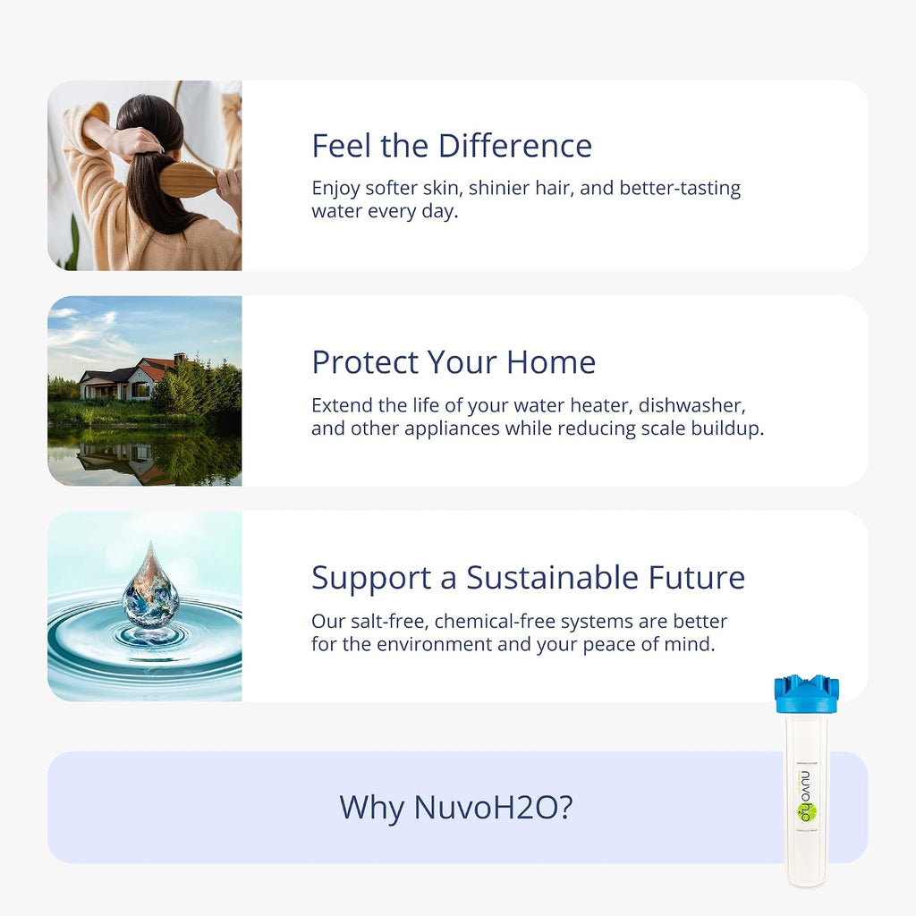 NuvoH2O Replacement Cartridge for Whole Home System, Advanced Citrus Filtered, Salt-Free Water Filter System + Water Softener – Healthy & Pure Water – Removes Hard Water Build Up