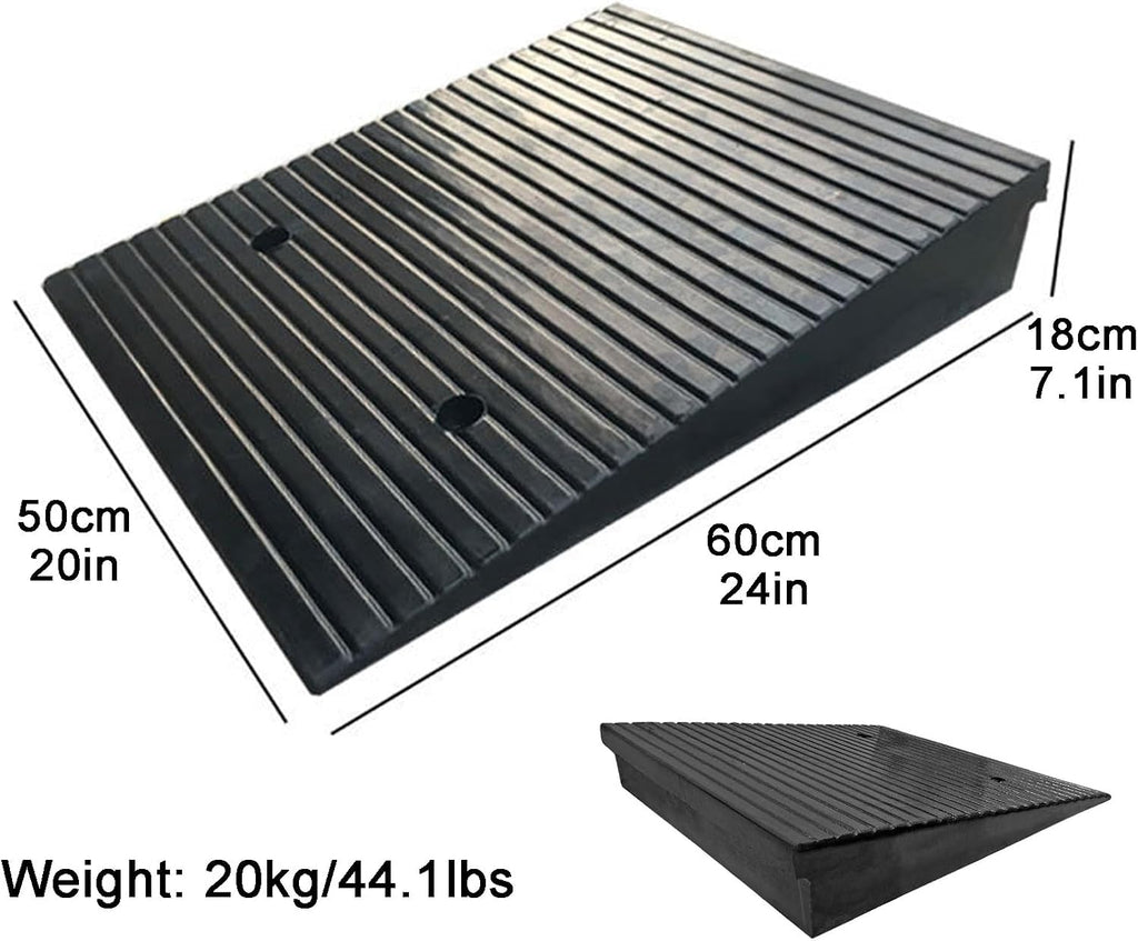 Driveway Ramp 2-5.5' Rise Rubber Heavy Duty Threshold Ramp 11023lbs for Kerb Vehicle Wheelchair Scooter Motorcycle(50 * 60 * 18cm/20 * 24 * 7.1in)