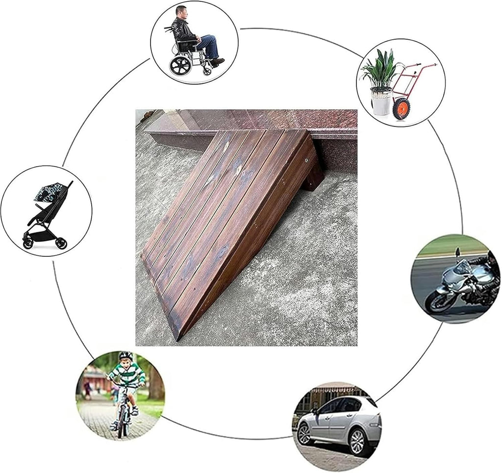 Threshold Ramp, 10'/8'/7'/4' Rise Wooden Threshold Ramps for Doorways, Non-Slip Durable Entry Ramp for Home/Garden Step/Sheds Doors