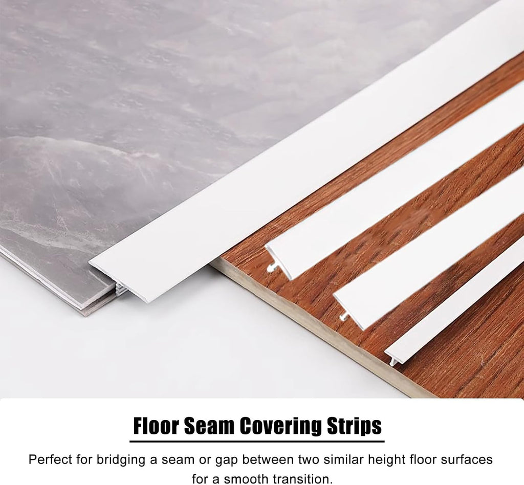 Floor Transition Strip 3pcs, T Molding Aluminum Alloy Threshold, Doorway Edge Trim Seam Cover, Decorative Wall Strip for Wood to Tile