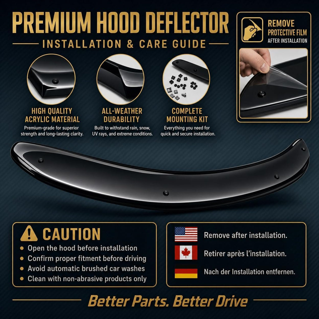 BMY Premium Acrylic Hood Bug Deflector for Toyota Corolla 2008-2013, Front Hood Protector, Stone Guard & Bugflector Shield, Bug Guard, Black