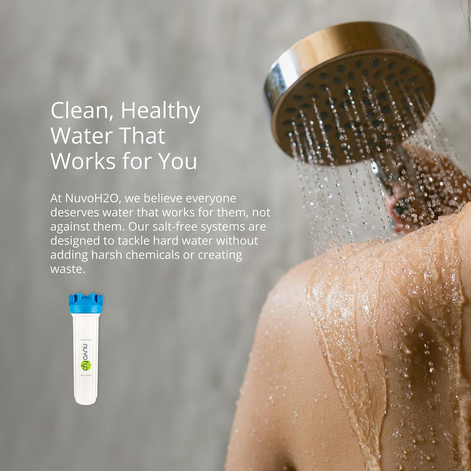 NuvoH2O Replacement Cartridge for Whole Home System, Advanced Citrus Filtered, Salt-Free Water Filter System + Water Softener – Healthy & Pure Water – Removes Hard Water Build Up