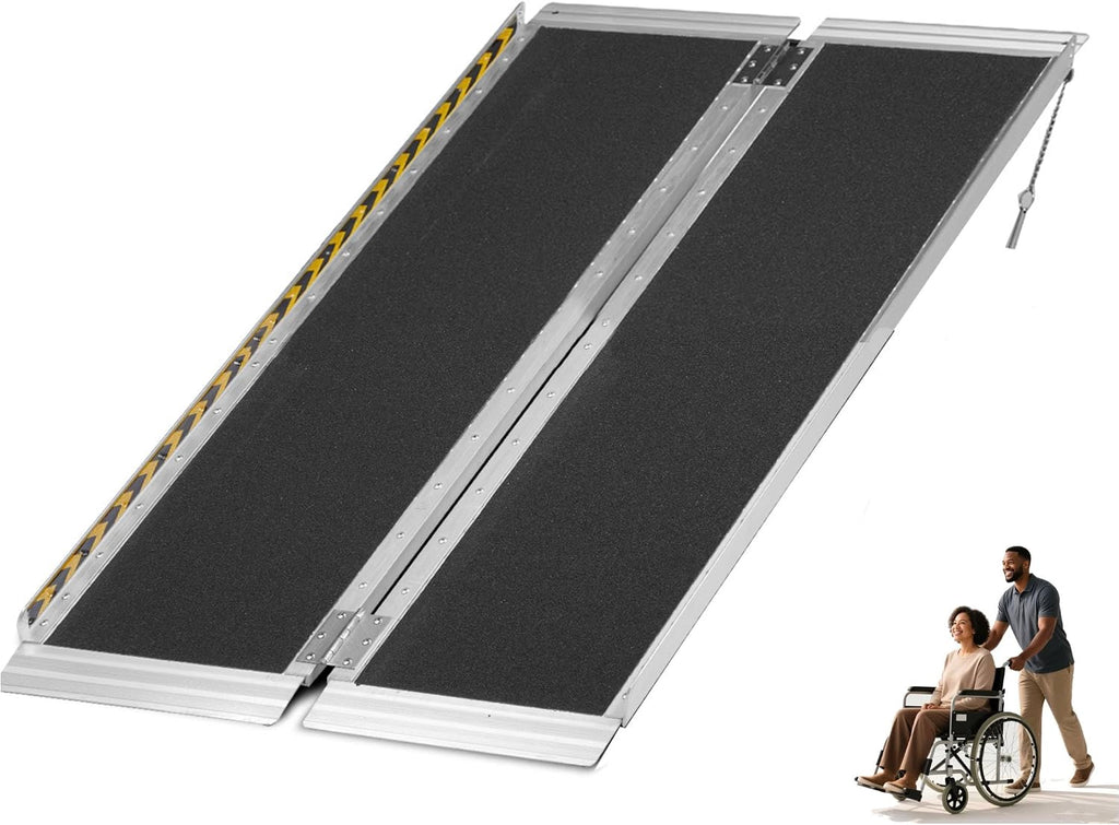4 Feet Aluminum Folding Wheelchair Ramp for Home Steps | Non-Skid Handicap Threshold Wheel Chair Ramp for Home Steps, Stairs, Entry, Threshold, Doorways, 600LBS Capacity,28in Wide