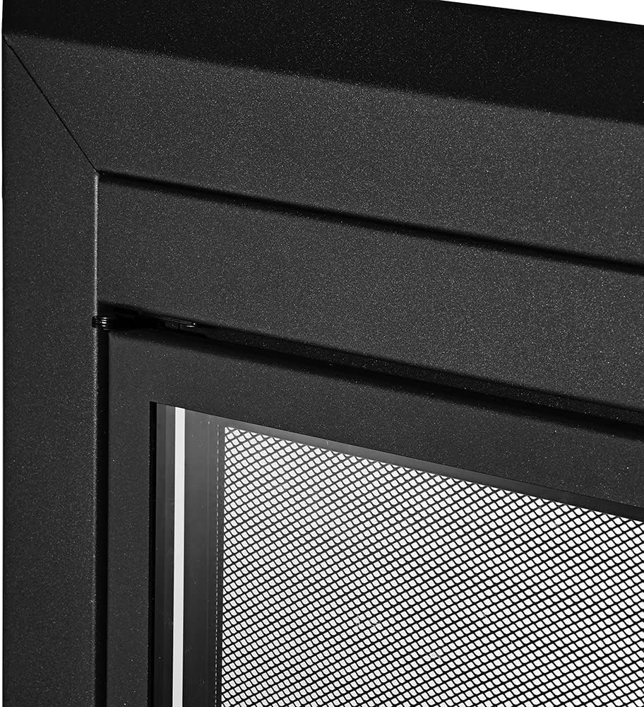 UniFlame - Logan - Cabinet-Style Fireplace Doors with Smoke Tempered Glass (Color: Black, Size: Large - Fits Opening 36in to 43in W x 25.5in to 32.5in H)