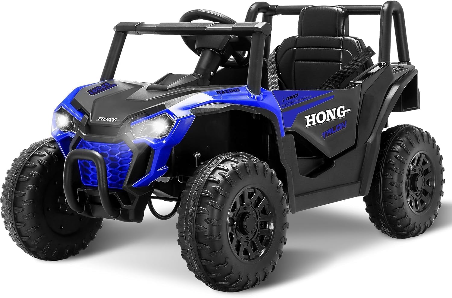 12V Kids Ride on Car, Battery Powered Electric UTV Truck with Parent Remote Control, Bluetooth, Music, LED Light, 3 Speeds, Soft Start, Safety Belt, Horn, Ride on Toys for Boy Girl (Blue)