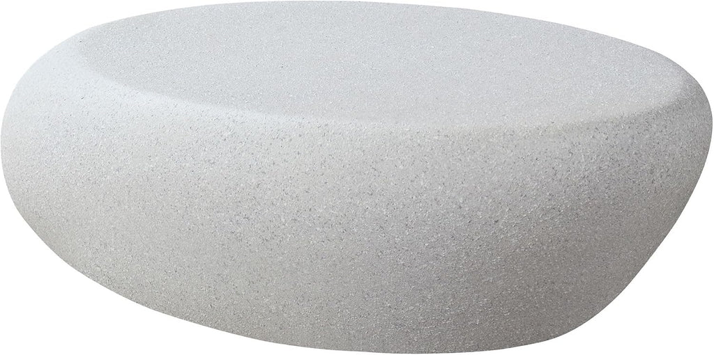 Faux Rock Coffee Table with Lightly Rought Rock Design,Irregular Drum Coffee Table Fiberglass Accent Stone-Like Central Table for Living Room,No Assembly