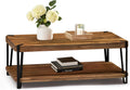 Ryegate Large Coffee Table, 48 Inch Natural Solid Acacia Wood with Unique Live Edge and Metal Frame, Industrial Modern Style, Durable Construction with Clear Natural Finish, Ideal for Living Room