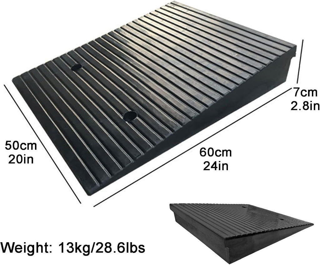 Driveway Ramp 2-5.5' Rise Rubber Heavy Duty Threshold Ramp 11023lbs for Kerb Vehicle Wheelchair Scooter Motorcycle(50 * 60 * 7cm/20 * 24 * 2.8in)