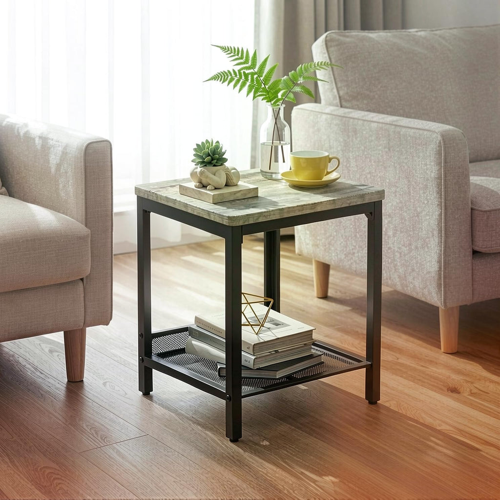 Coffee Table Set of 3,Industrial Coffee Table and 2 End Side Tables,Easy Assembly Coffee and End Tables Sets with Metal Legs, for Office, Living Room and Apartment (Grey)