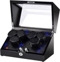 Watch Winder for Automatic Watches, Watch Winders 3/6 Slot for Rolex, Watch Rotator Uses Super Quiet Motor, 4 Rotation Mode Setting & LED Light & Mechanical Lock, Gift for Man
