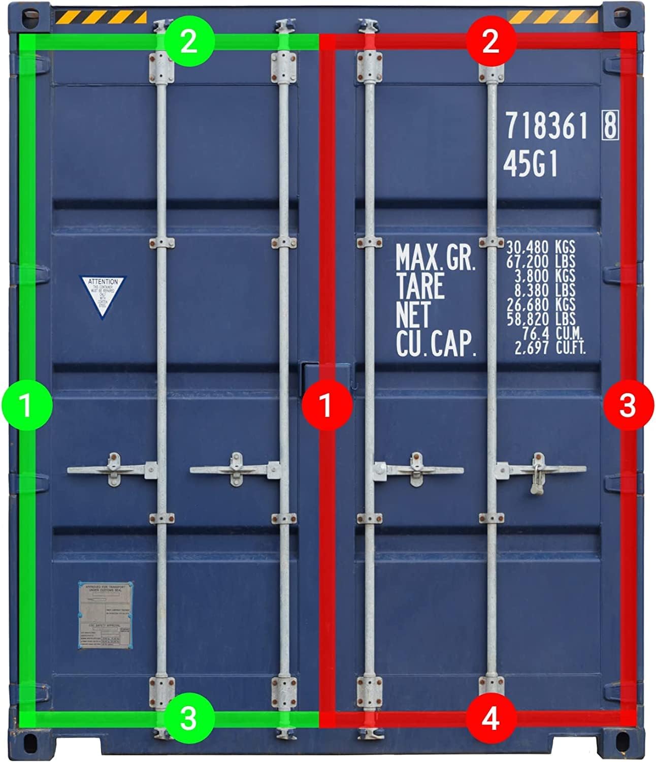 Shipping Container Door Seal Gaskets | Container Rubber Door Seals (4 - Sided 9 ft 6' Right Hand Side)