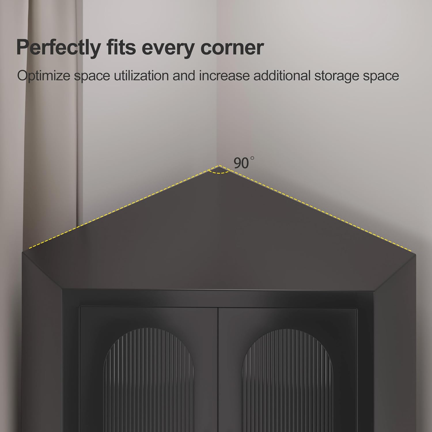 PAOFIN Metal Corner Cabinet, Side FreeStanding Storage Organizer Cabinet with Large Space and Shelves, Home Furniture for Multifunction in Living Room, Bathroom, Hallway, Kitchen, Bedroom, Black