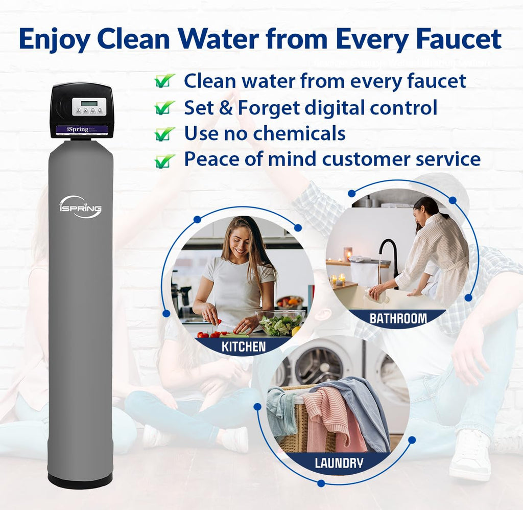 iSpring WCFM500K Whole House Water Filtration System for Iron, Manganese & Hydrogen Sulfide Removal, Well Water Compatible, Set & Forget, Lasts up to 10 Years