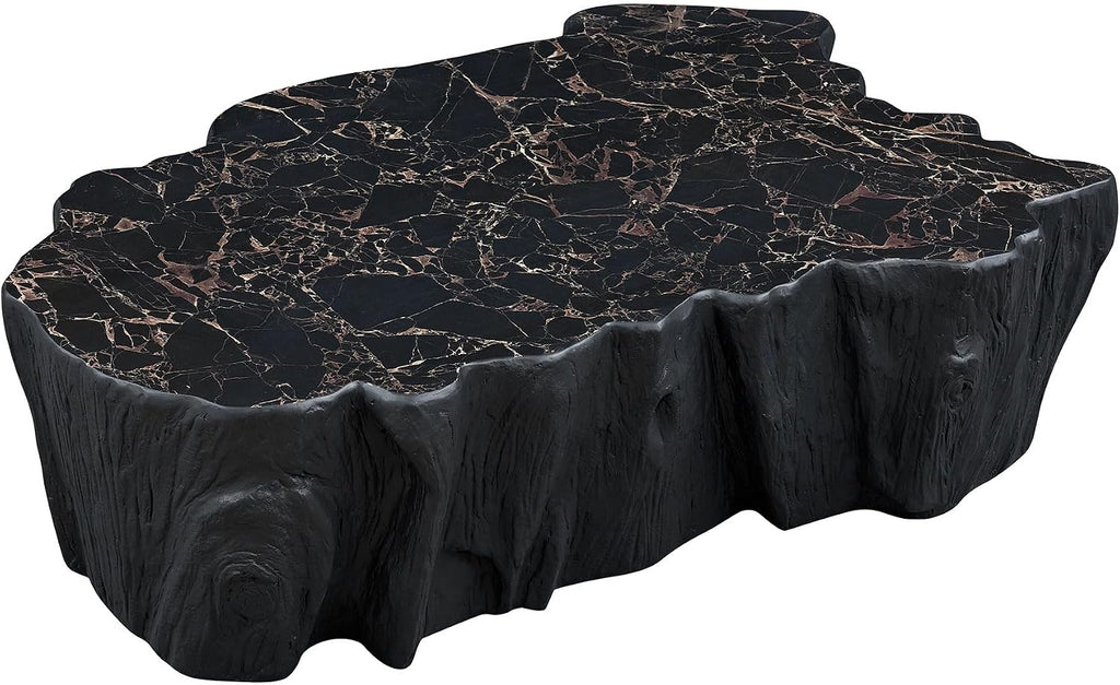 WILLIAMSPACE 48.62' Irregular Coffee Table with Tree Root Design for Living Room, Modern Luxury Fiberglass Center Table with Unique Shape, Accent End Tea Table for Apartment, No Need Assembly (Black)